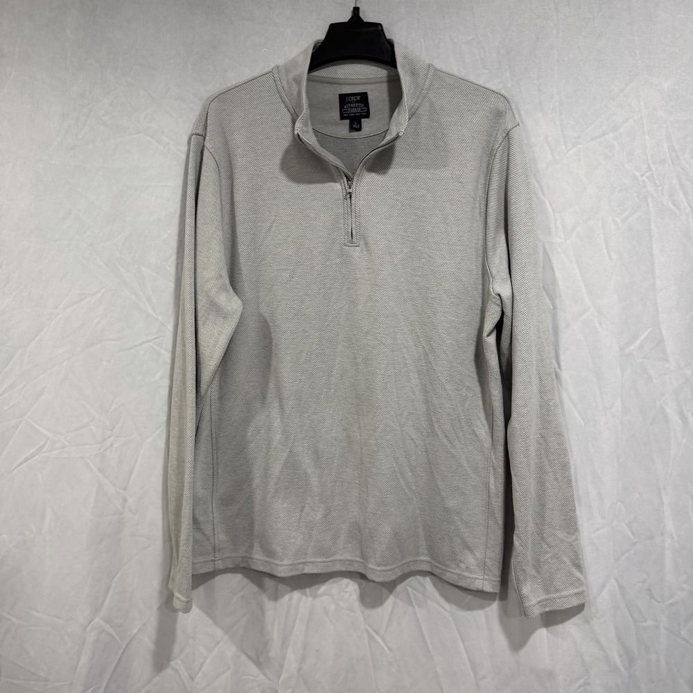 J Crew Men's Authentic Pullover Fleece Gray 1/4 Zip Sweater Casual‎ Preppy L